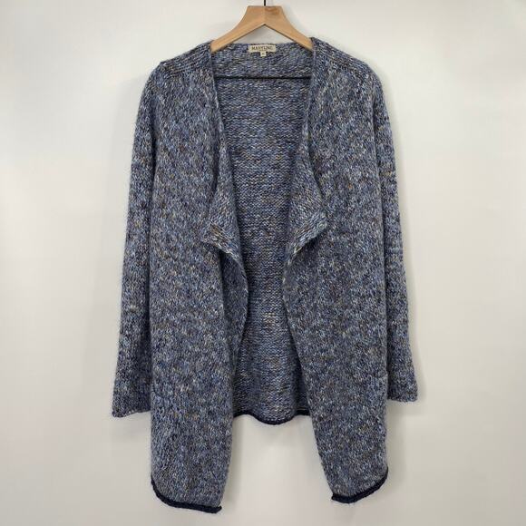 Maryline Cardigan Open Front Wool Mohair Blend Blue Metallic Size Medium - Picture 1 of 7